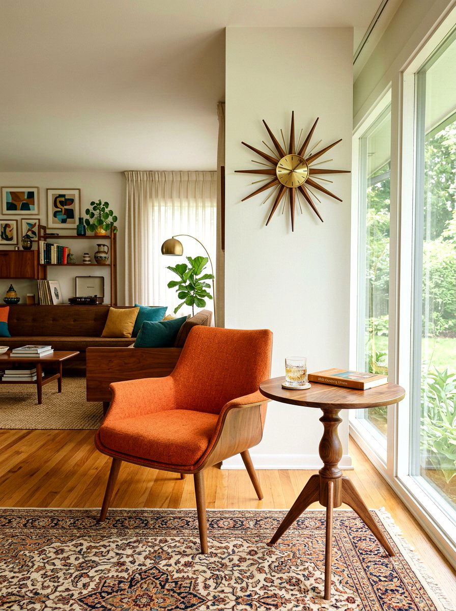 Mid Century Modern Walnut Drink Table - 30 drink table ideas