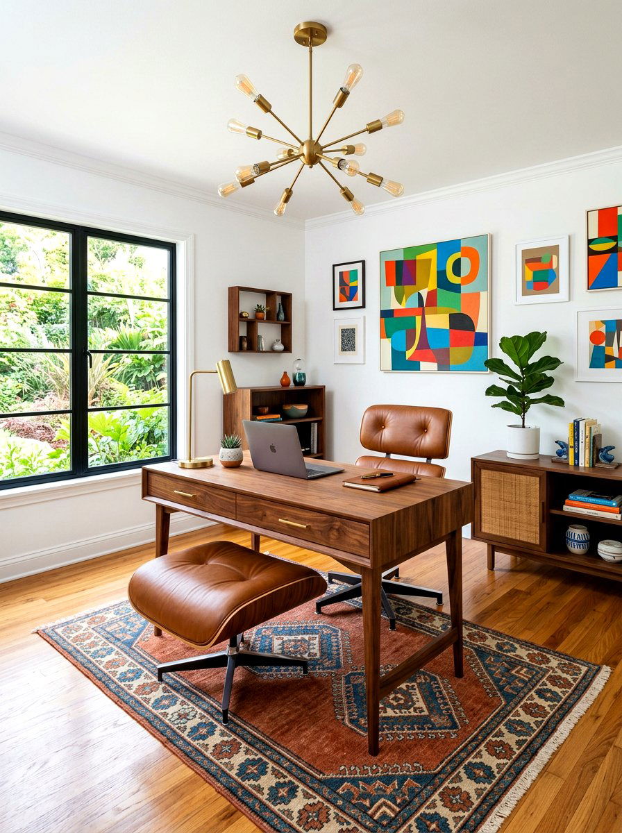 Mid Century Modern Walnut Office - 30 dark wood office ideas