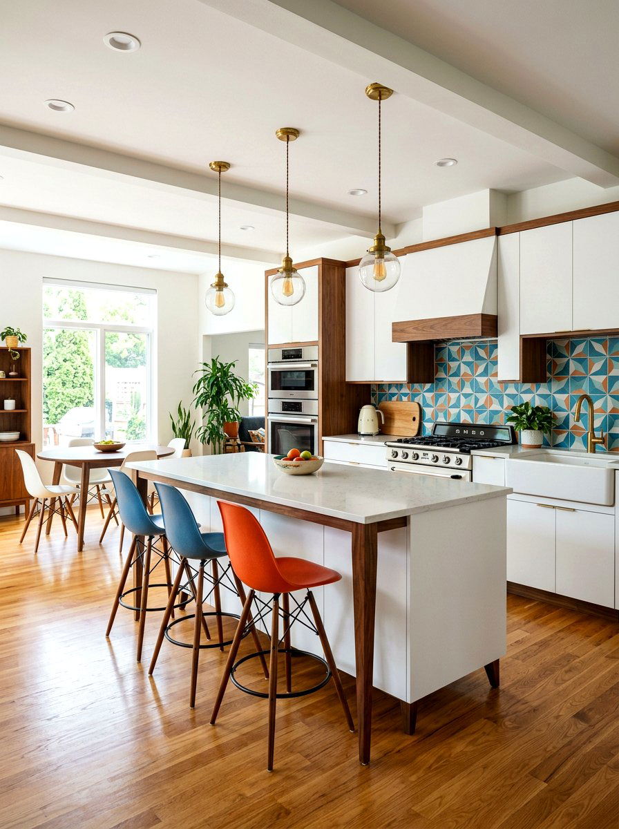 Mid Century Modern White Kitchen - 30 white and wood kitchen ideas