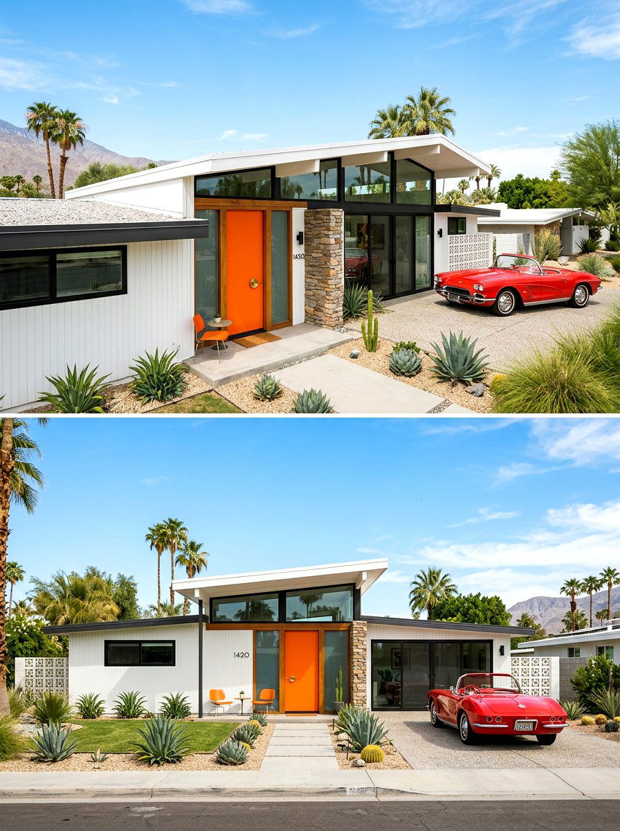 Mid Century Modern White - 30 white house exterior ideas