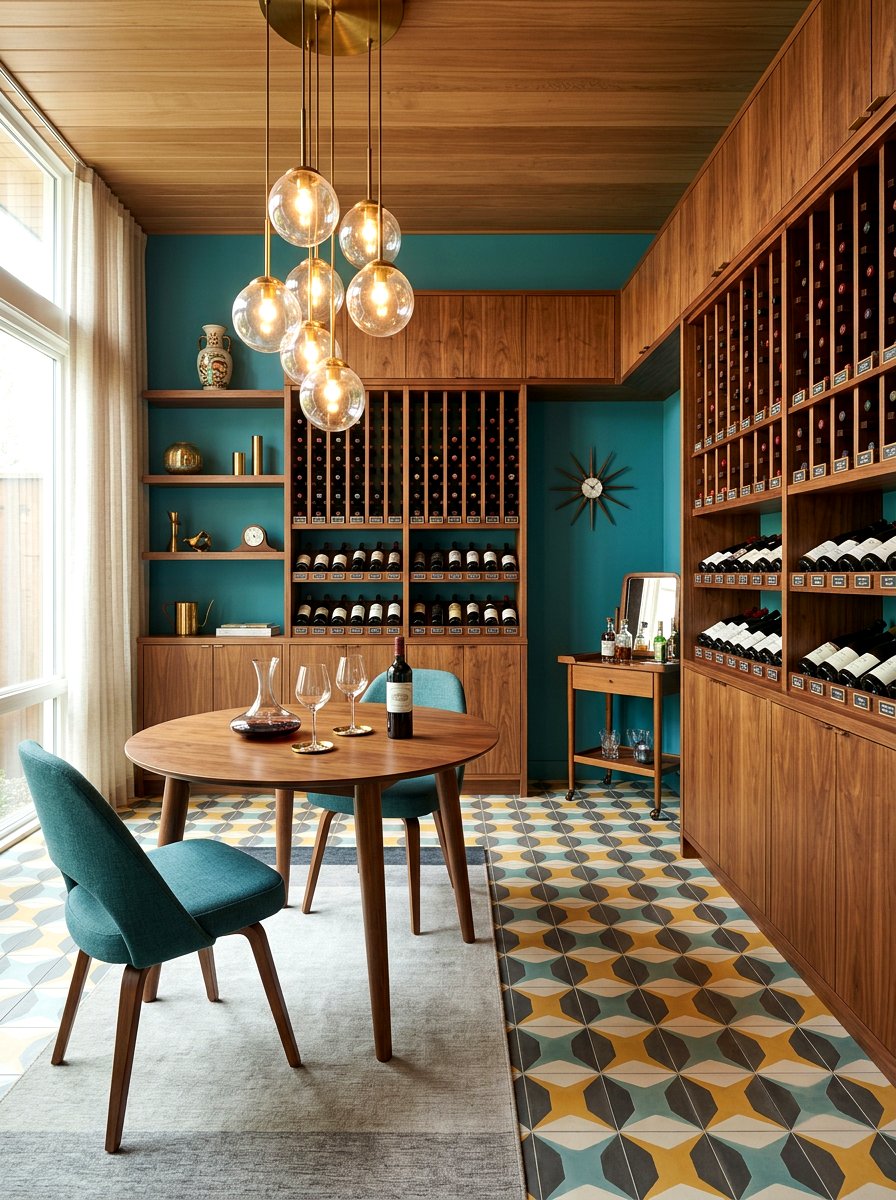Mid Century Modern Wine Room - 30 basement wine room ideas