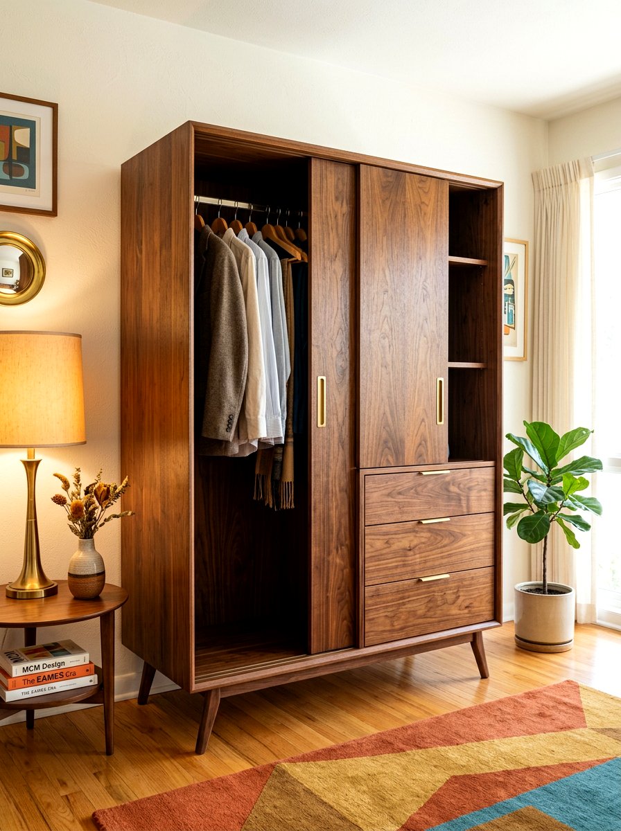 Mid Century Modern Wood Closet - 30 open closet aesthetic ideas