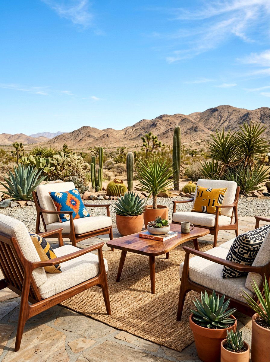Mid Century Modern Wood Lounge - 30 warm wood patio lounge ideas