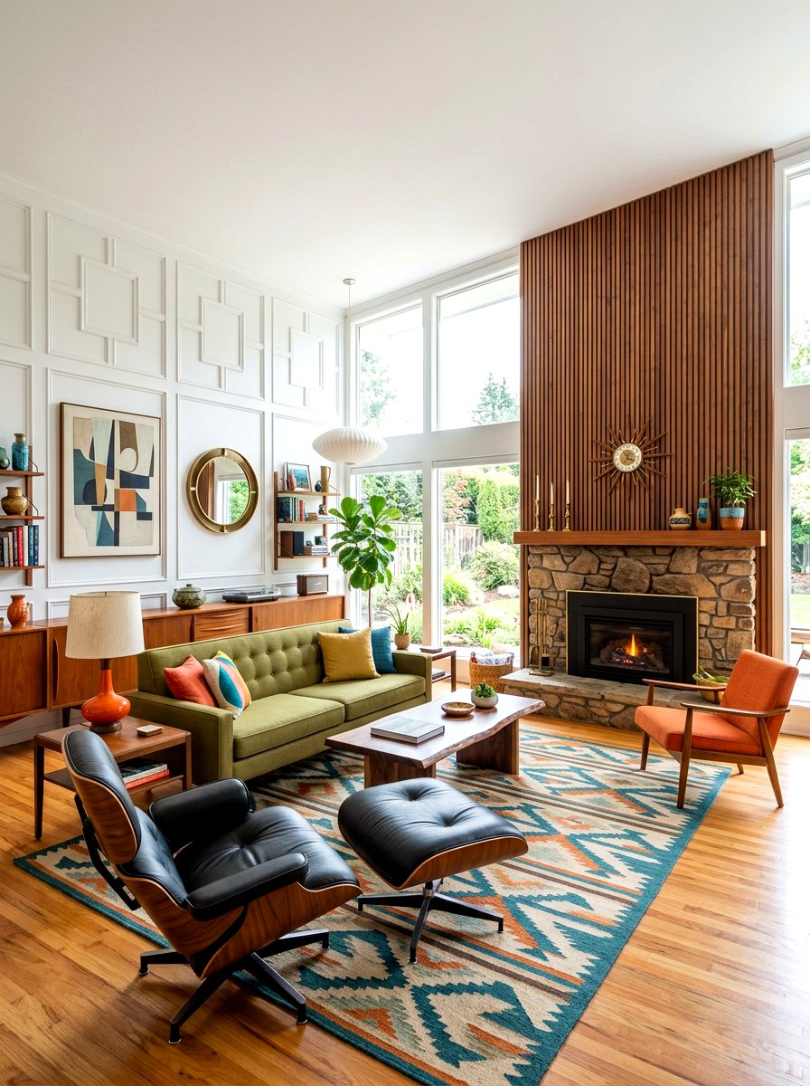 Mid Century Modern Wood Slats - 30 wall panel molding ideas