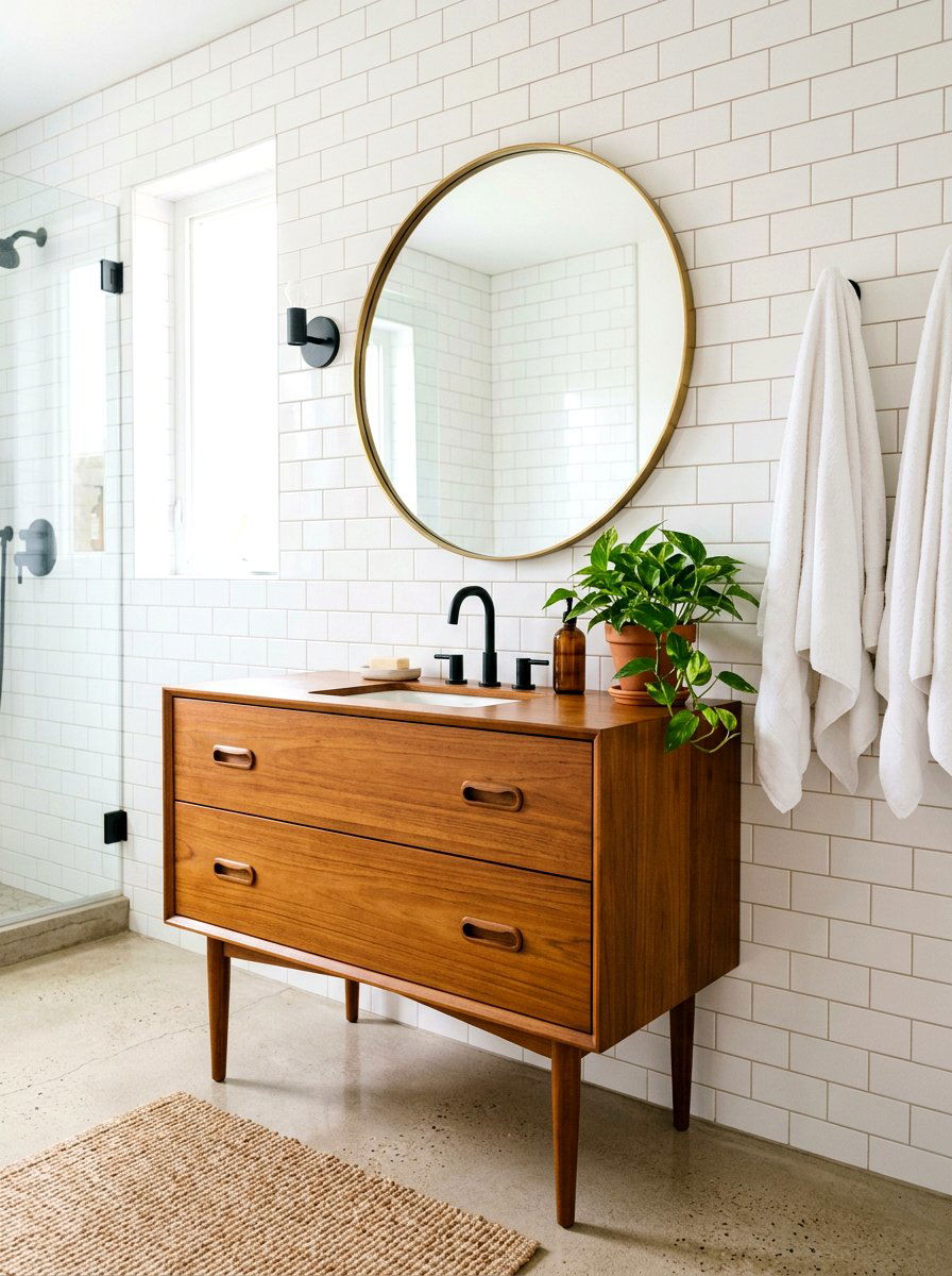 Mid Century Modern Wood Vanity - 30 wood vanity ideas