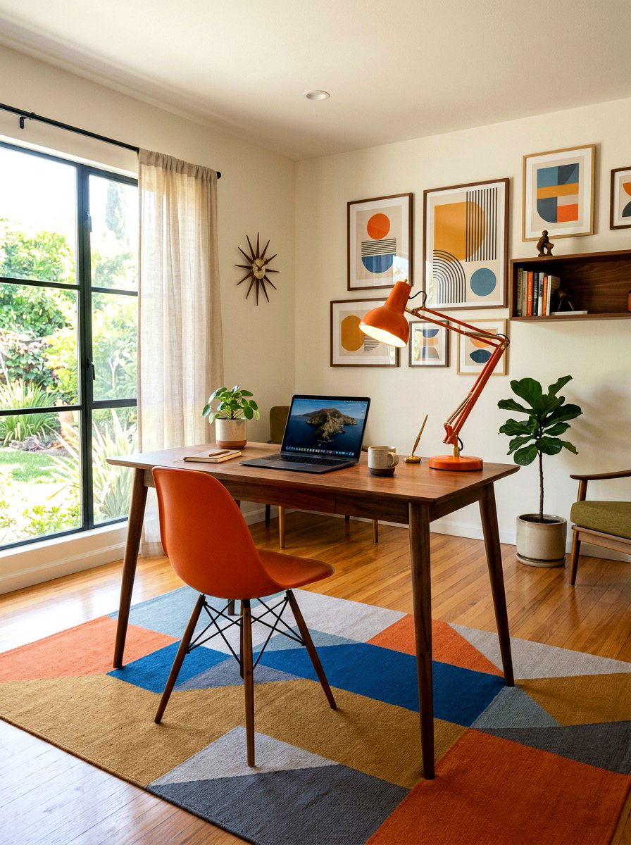 Mid Century Modern Workspace - 30 study hall nook ideas
