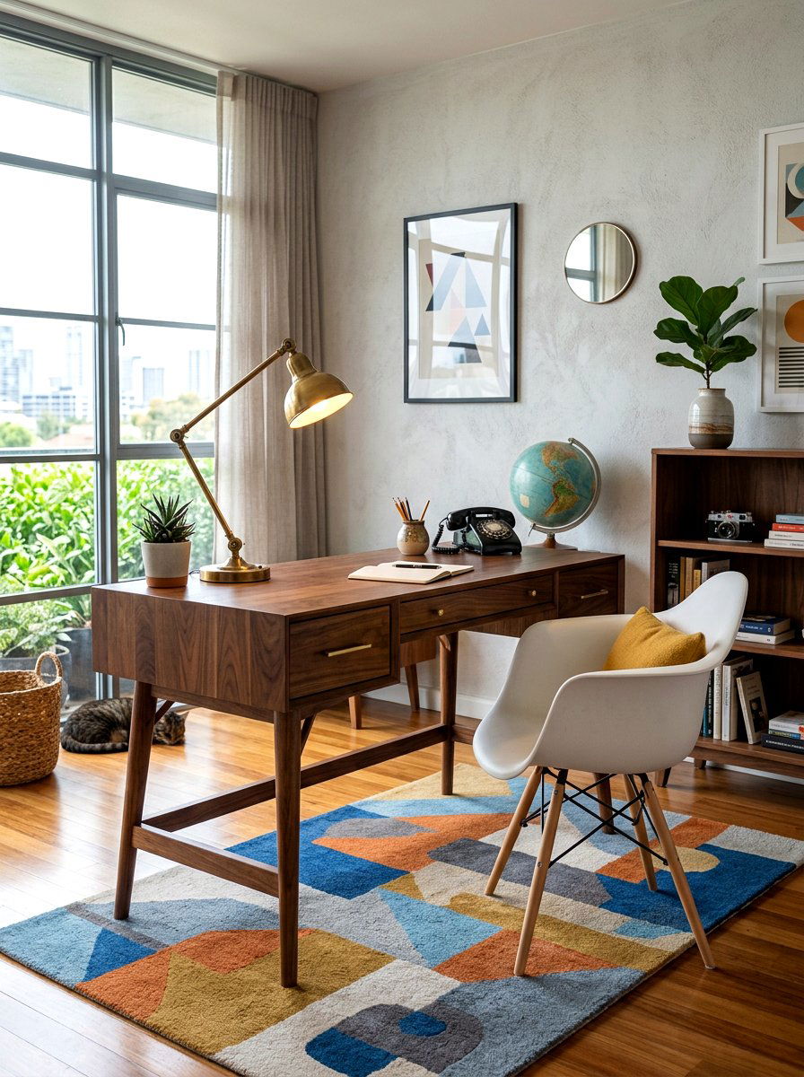 Mid Century Modern Workspace - 30 apartment office ideas