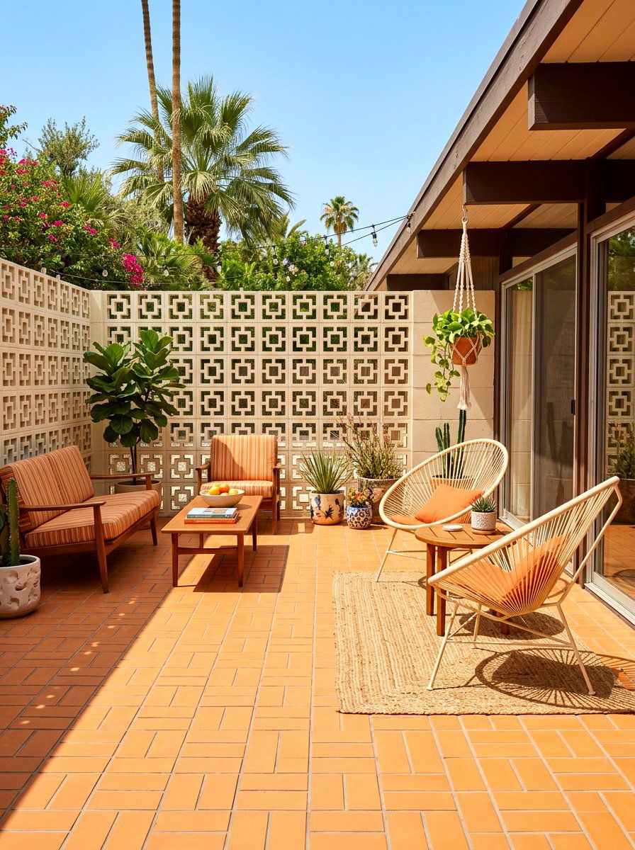 Mid Century Outdoor - 30 terracotta and cream patio ideas
