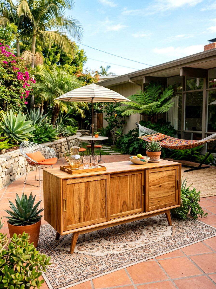 Mid Century Outdoor Buffet - 30 outdoor buffet table ideas
