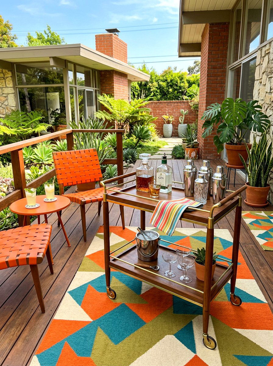 Mid Century Patio Cart - 30 serving cart patio ideas