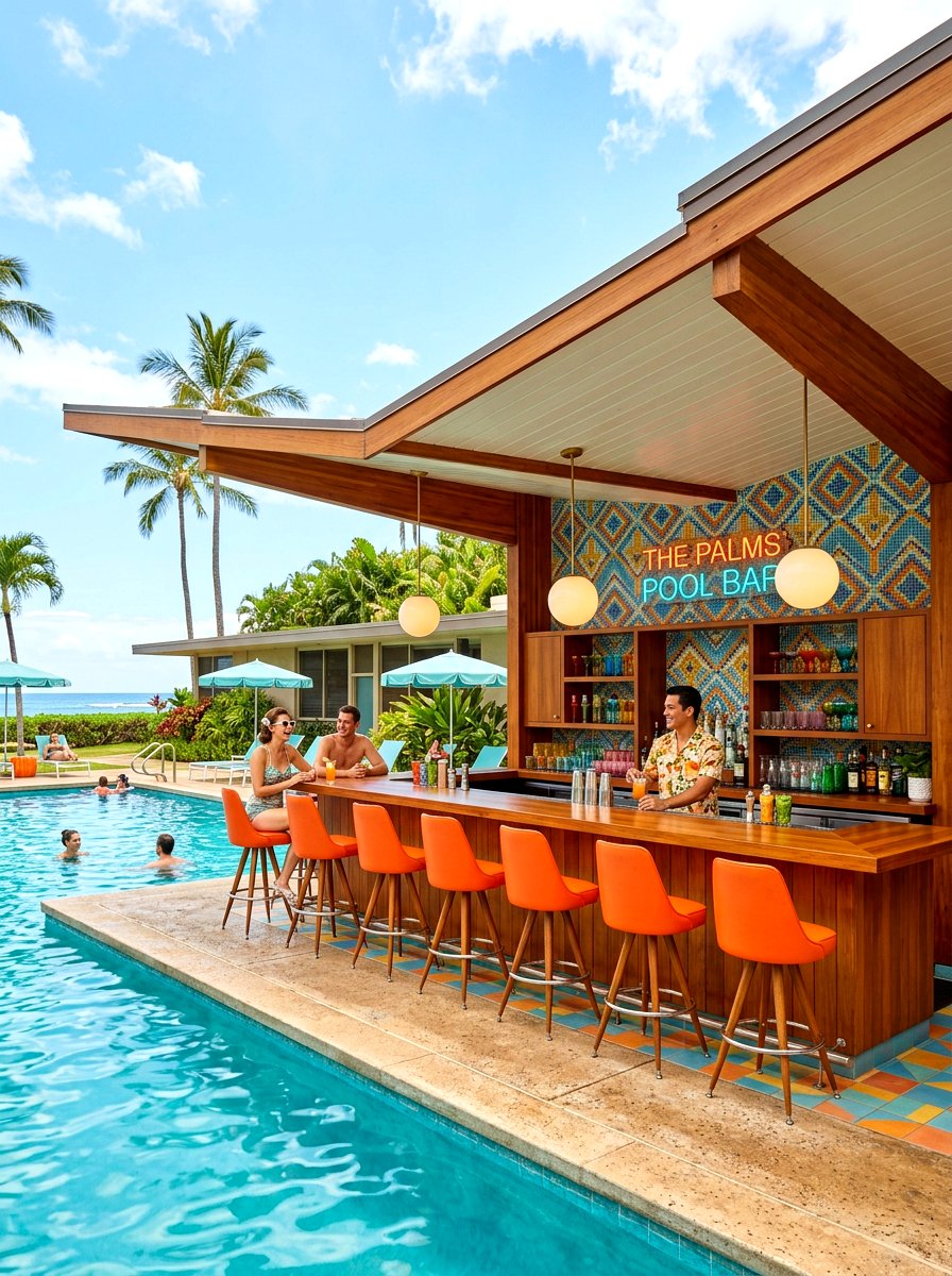 Mid Century Pool Bar - 30 poolside bar ideas