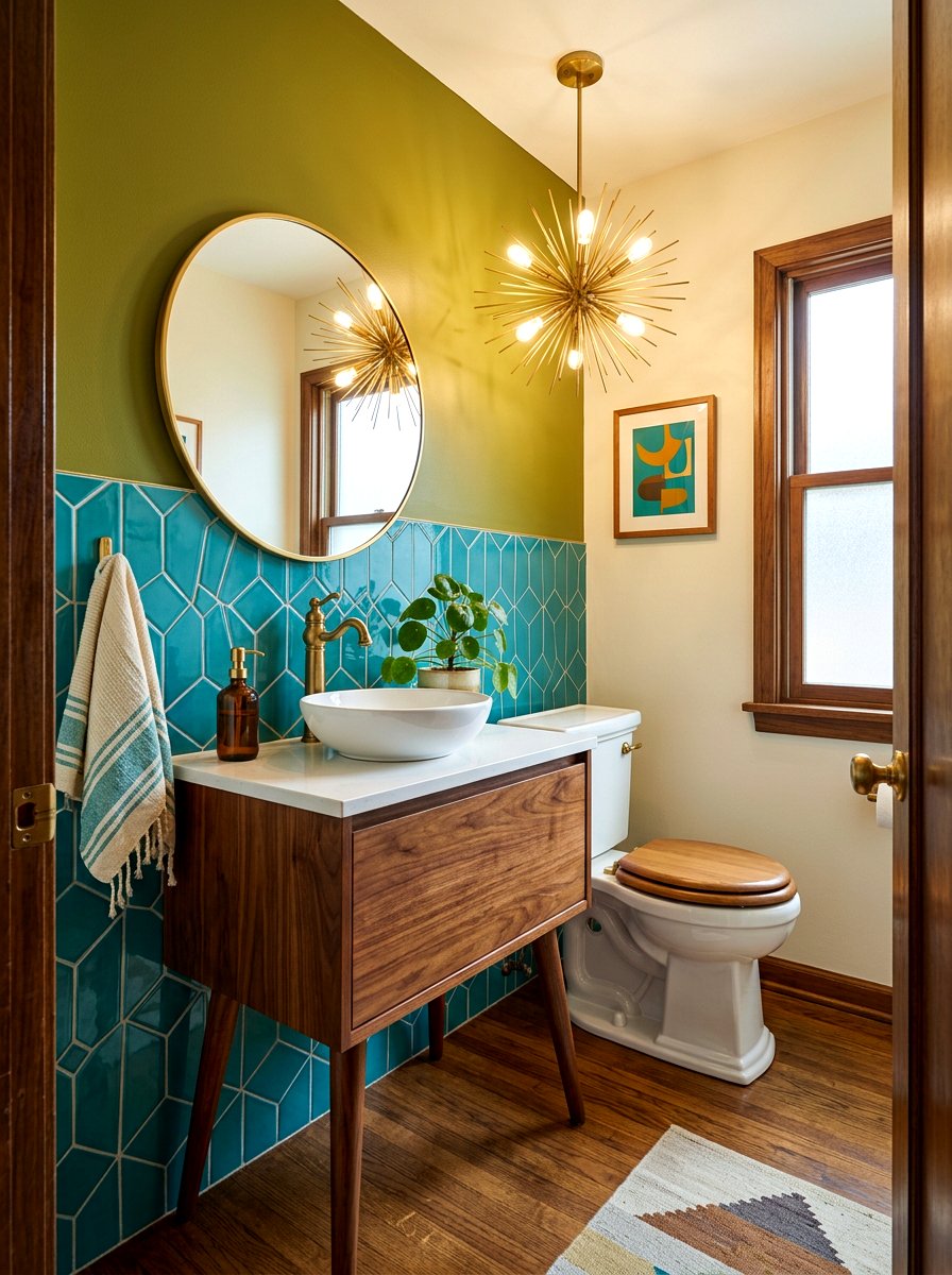 Mid Century Powder Room - 30 powder room ideas