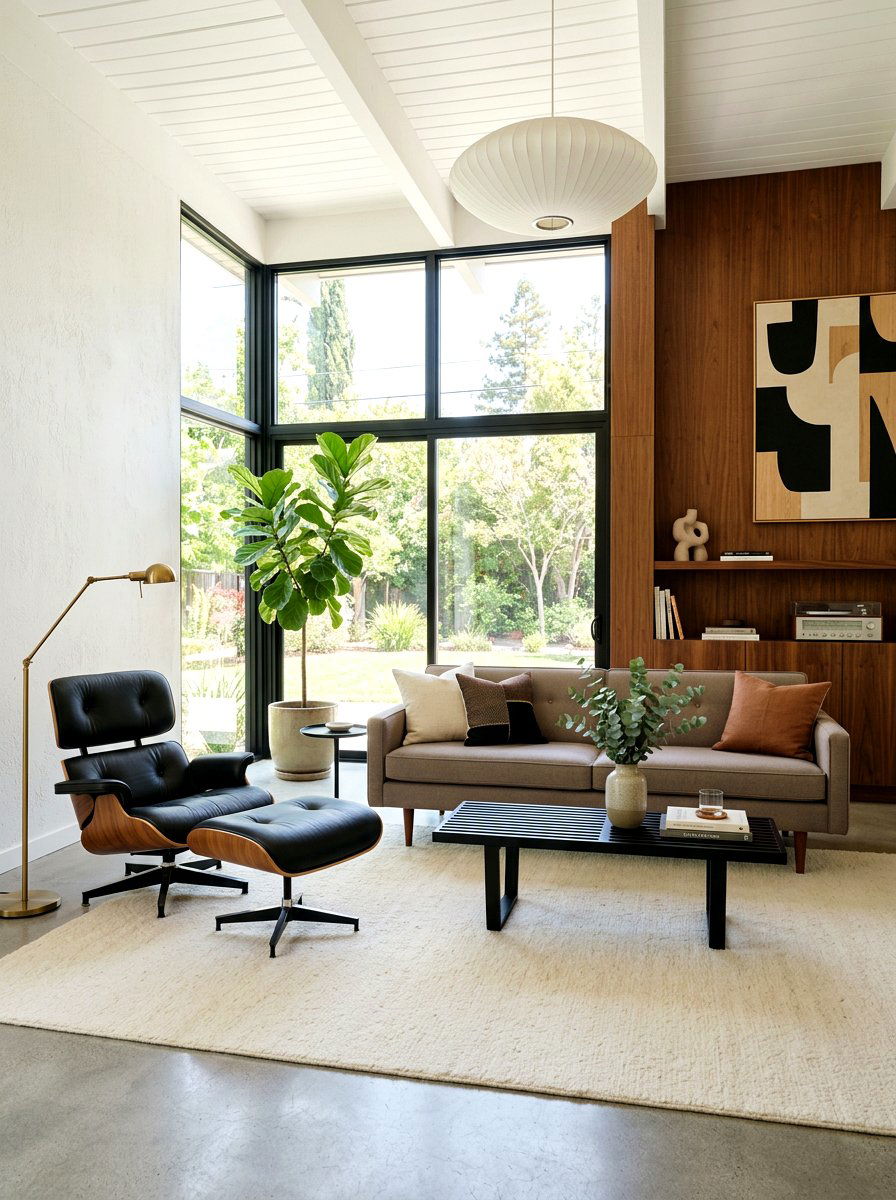 Mid Century Taupe Black Living Room - 30 taupe and black living room ideas
