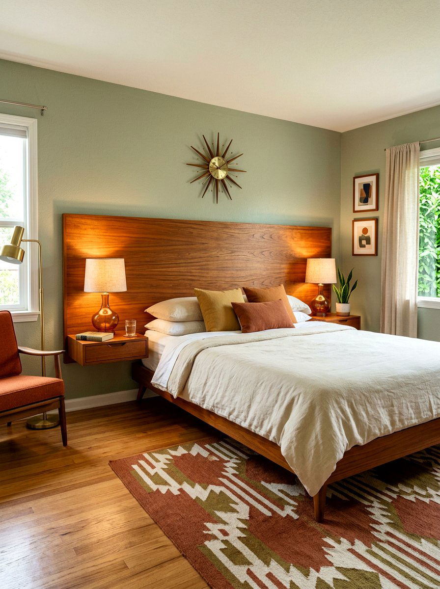 Mid Century Teak Headboard Panel - 30 wall wrapped headboard ideas