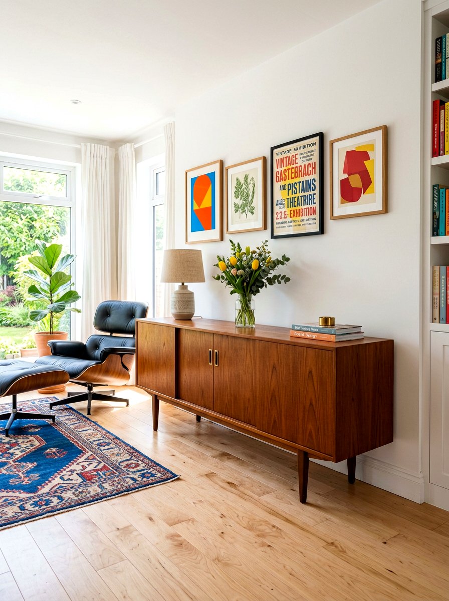 Mid Century Teak Sideboard with Light Maple Floor - 30 mixed wood tone decor ideas