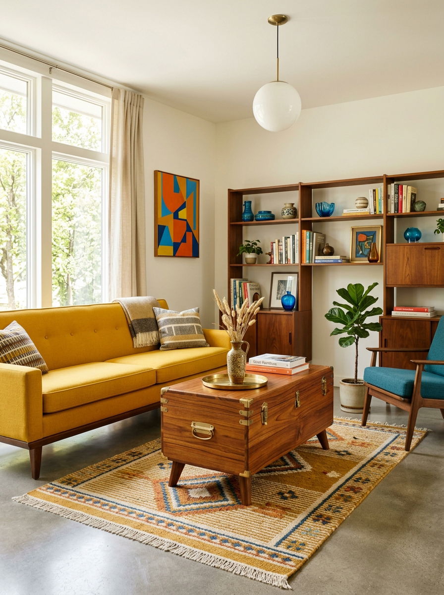 Mid Century Trunk - 30 trunk coffee table ideas