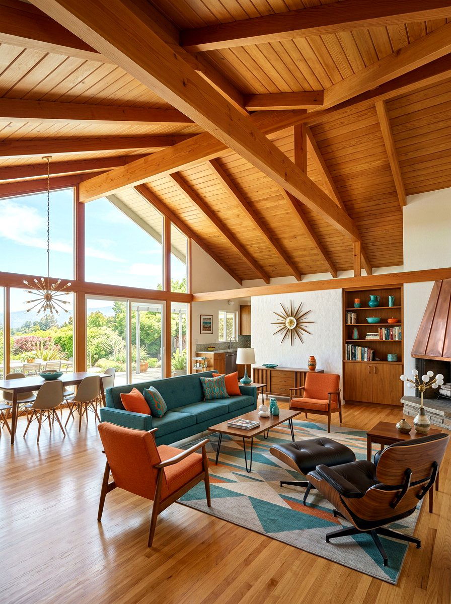 Mid Century Vaulted Great Room - 30 vaulted great room ideas