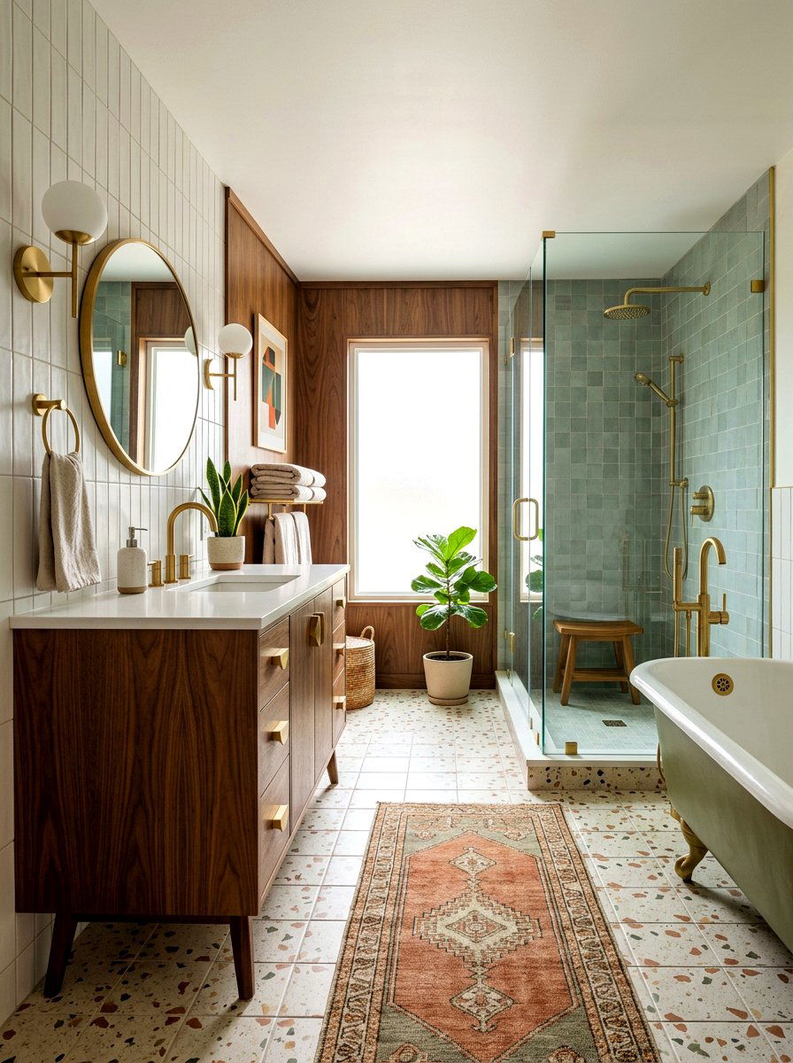 Mid Century Wood Organic Modern Bathroom - 30 organic modern bathroom ideas