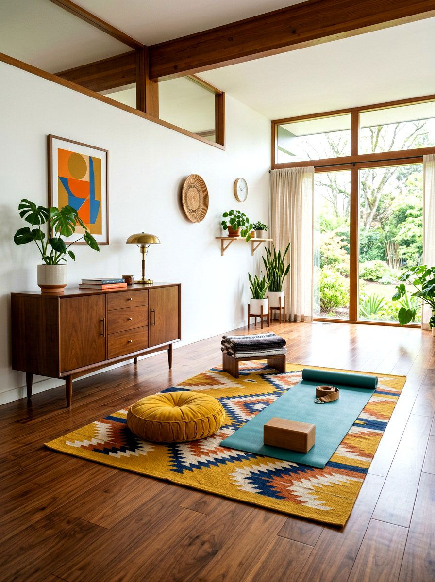 Mid Century Yoga Room - 30 yoga room ideas