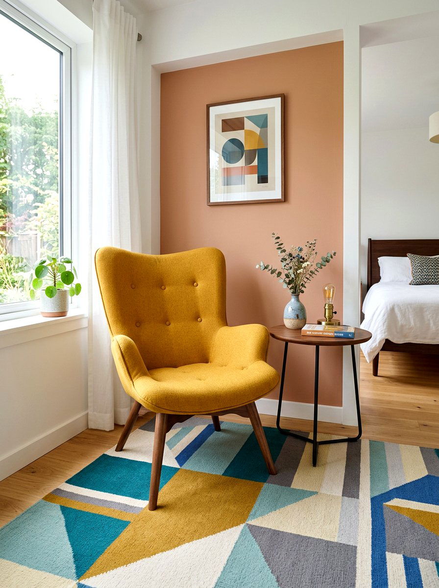 Mid century accent chair - 30 bedroom alcove seating ideas