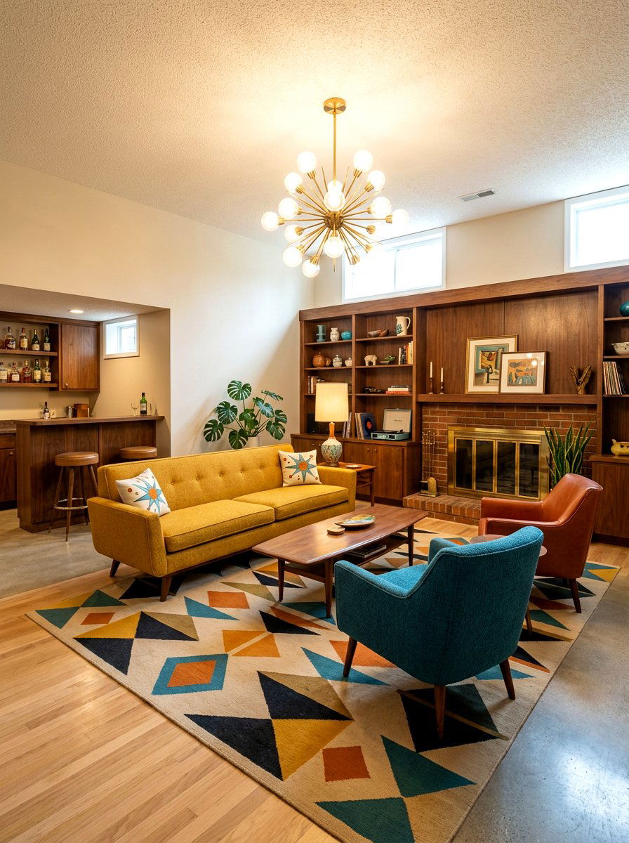 Mid century basement lounge - 30 basement family lounge ideas