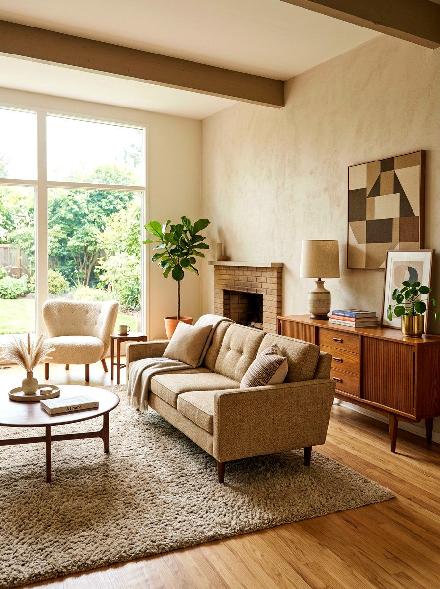 Mid century beige living room - 30 beige living room ideas