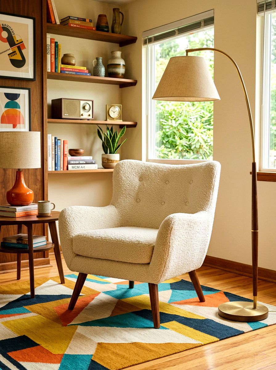 Mid century boucle chair styling - 30 boucle chair corner ideas