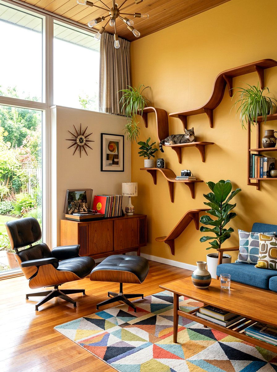 Mid century cat shelf - 30 cat climbing wall ideas