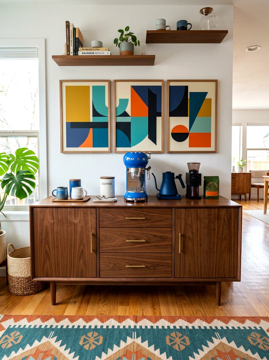 Mid century coffee station - 30 coffee pantry wall ideas