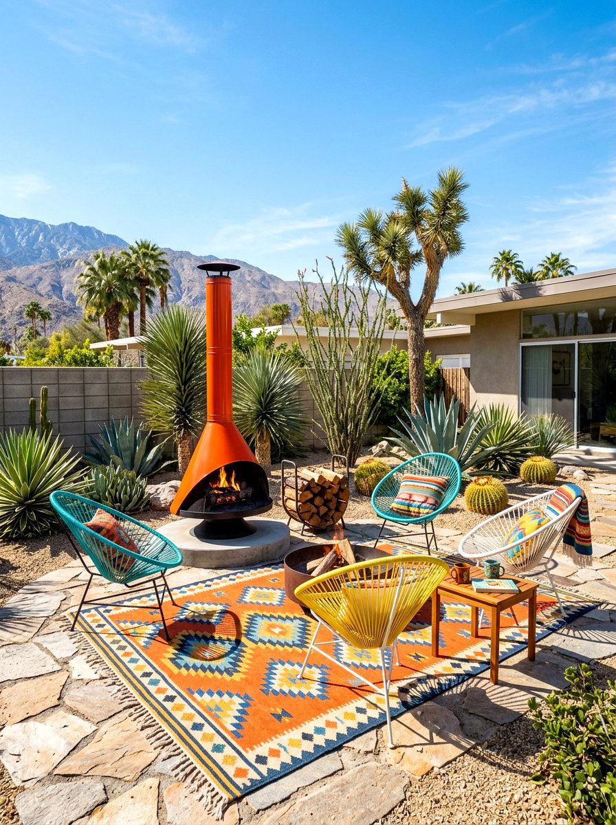 Mid century fire pit - 30 gas fire lounge patio ideas