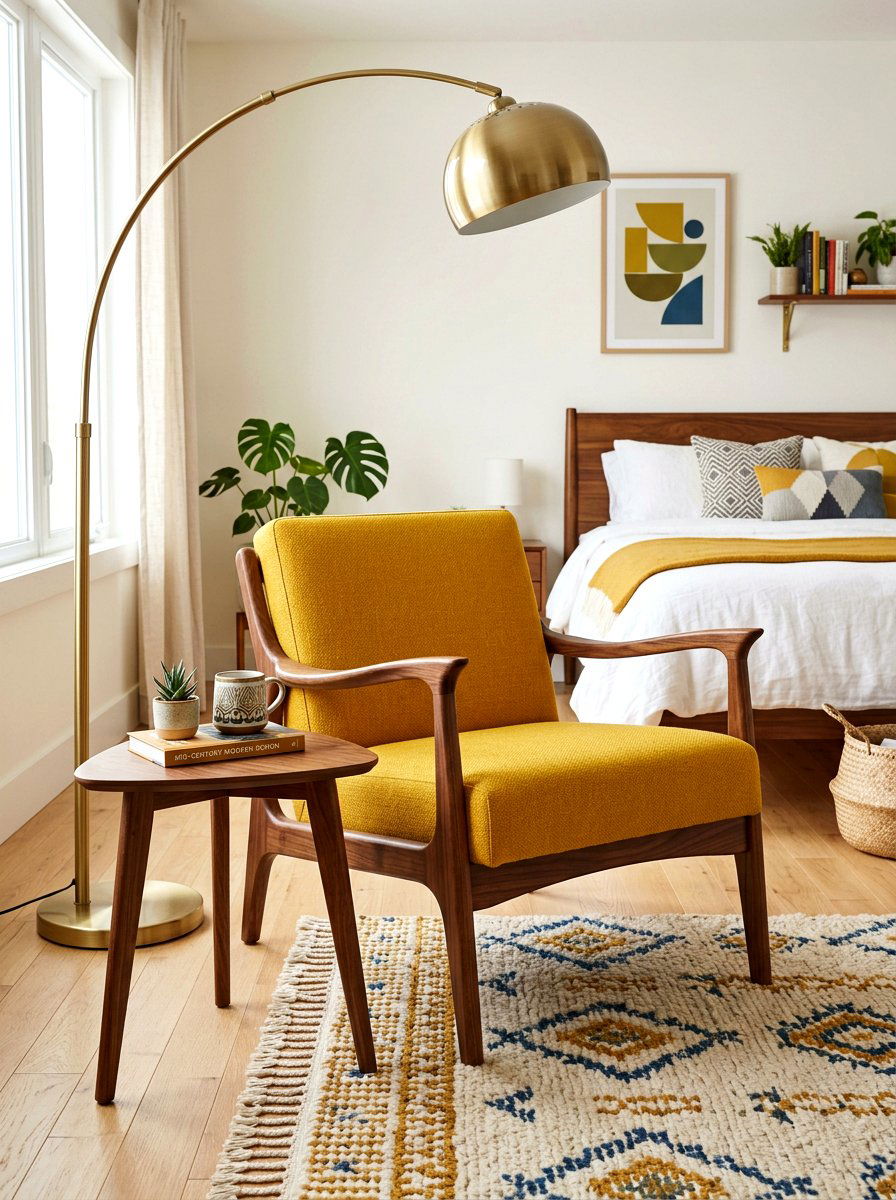 Mid century modern accent chair - 30 bedroom reading corner ideas
