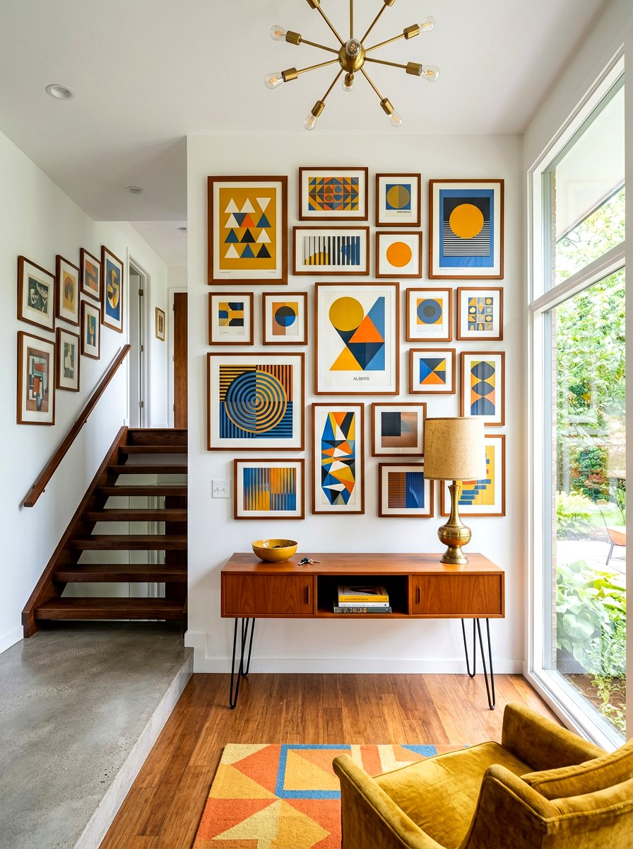 Mid century modern art foyer - 30 salon wall entry ideas