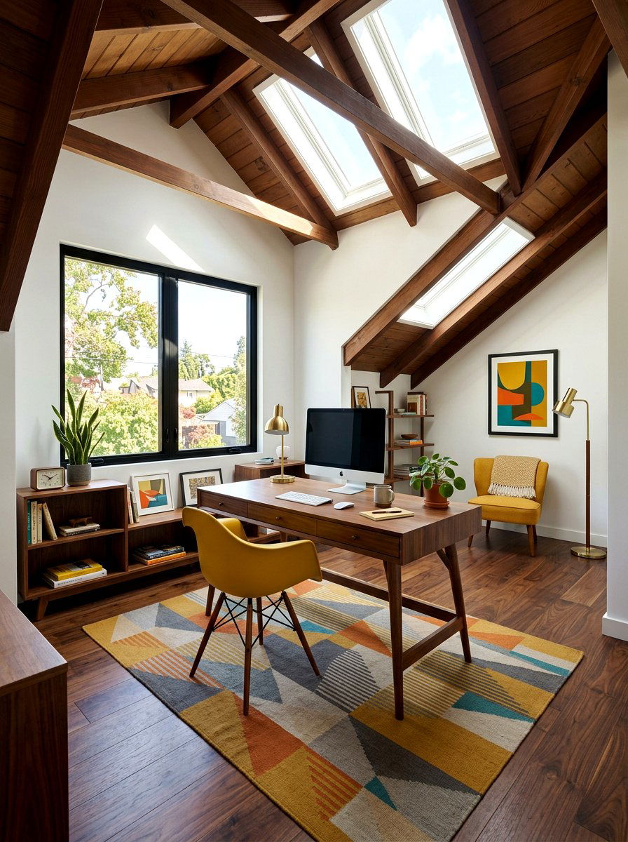 Mid century modern attic office - 30 attic office ideas