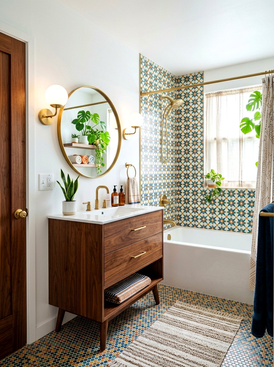 Mid century modern bathroom - 30 alcove tub styling ideas