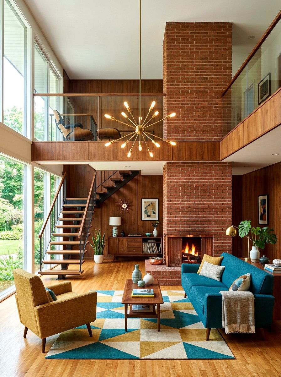 Mid century modern bi level living area - 30 split level living room ideas