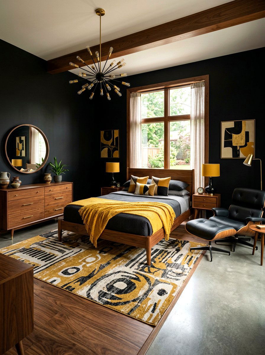 Mid century modern black bedroom - 30 black bedroom ideas
