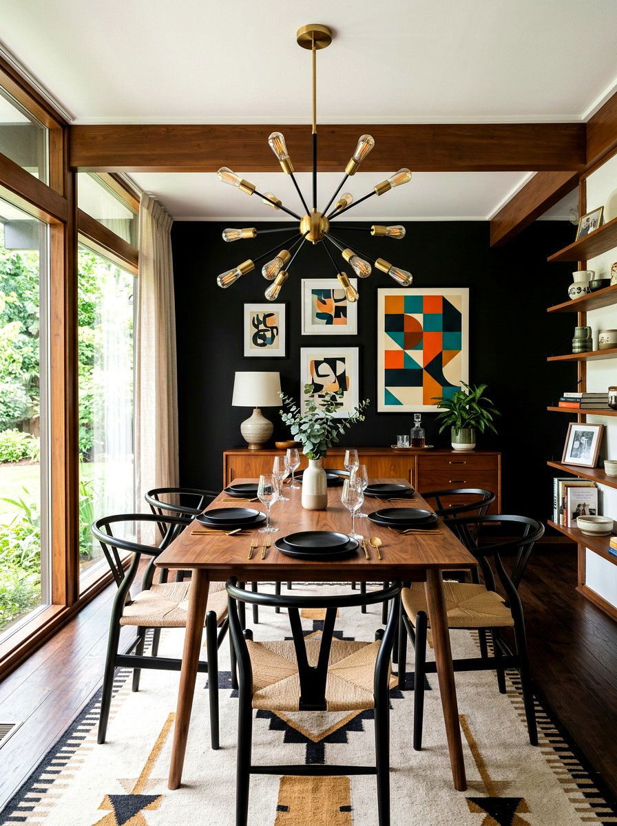 Mid century modern black dining room - 30 black dining room ideas