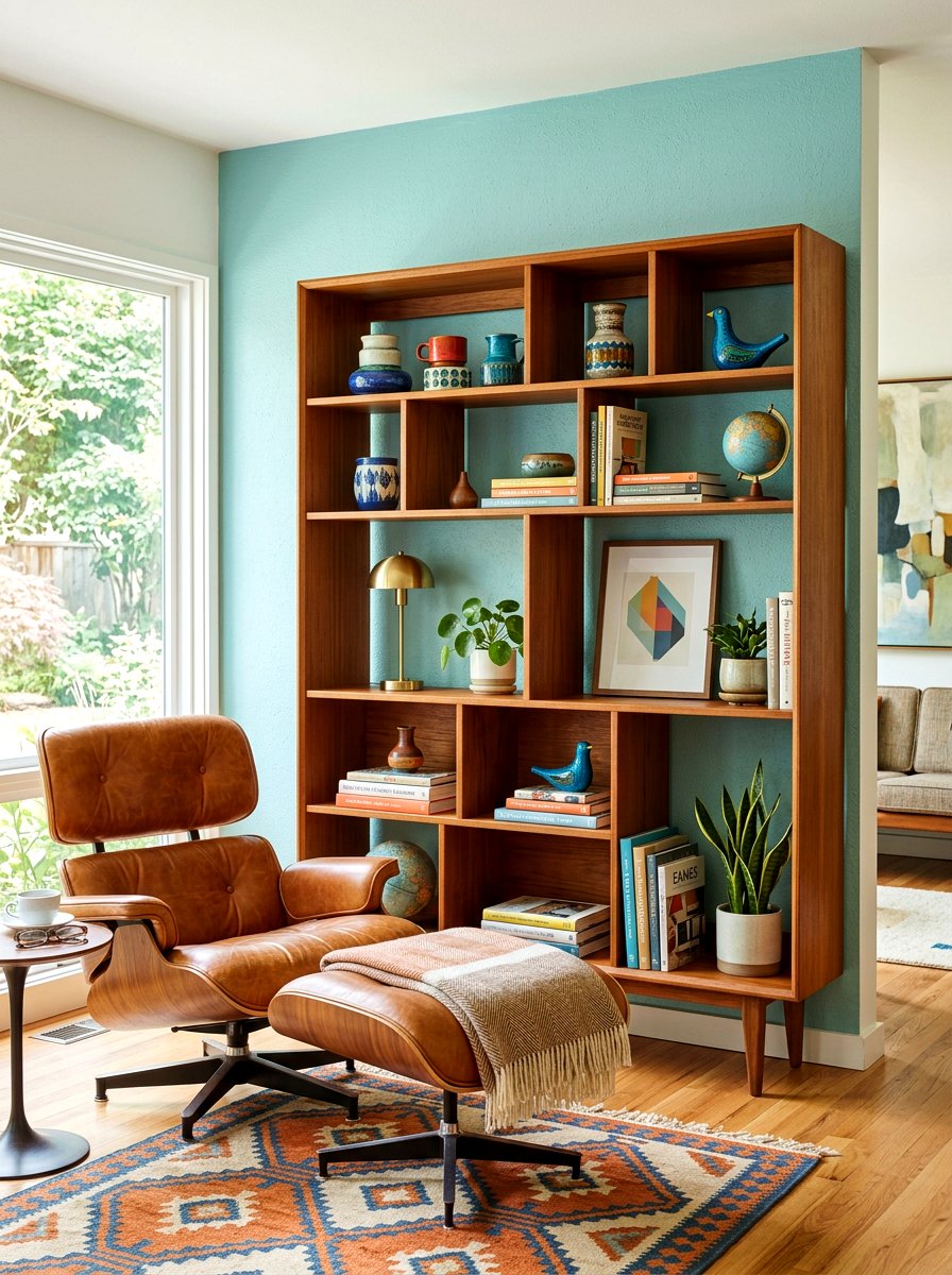 Mid century modern bookshelf - 30 library wall ideas