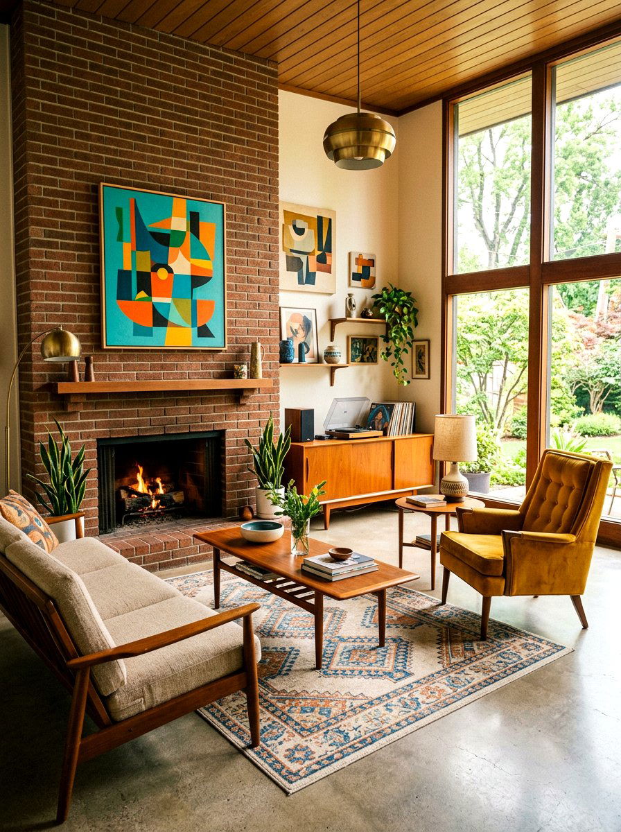 Mid century modern brick decor - 30 exposed brick living room ideas