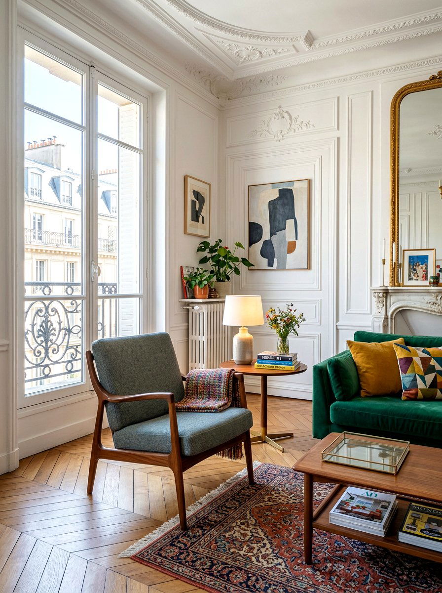Mid century modern chair - 30 Parisian living room ideas
