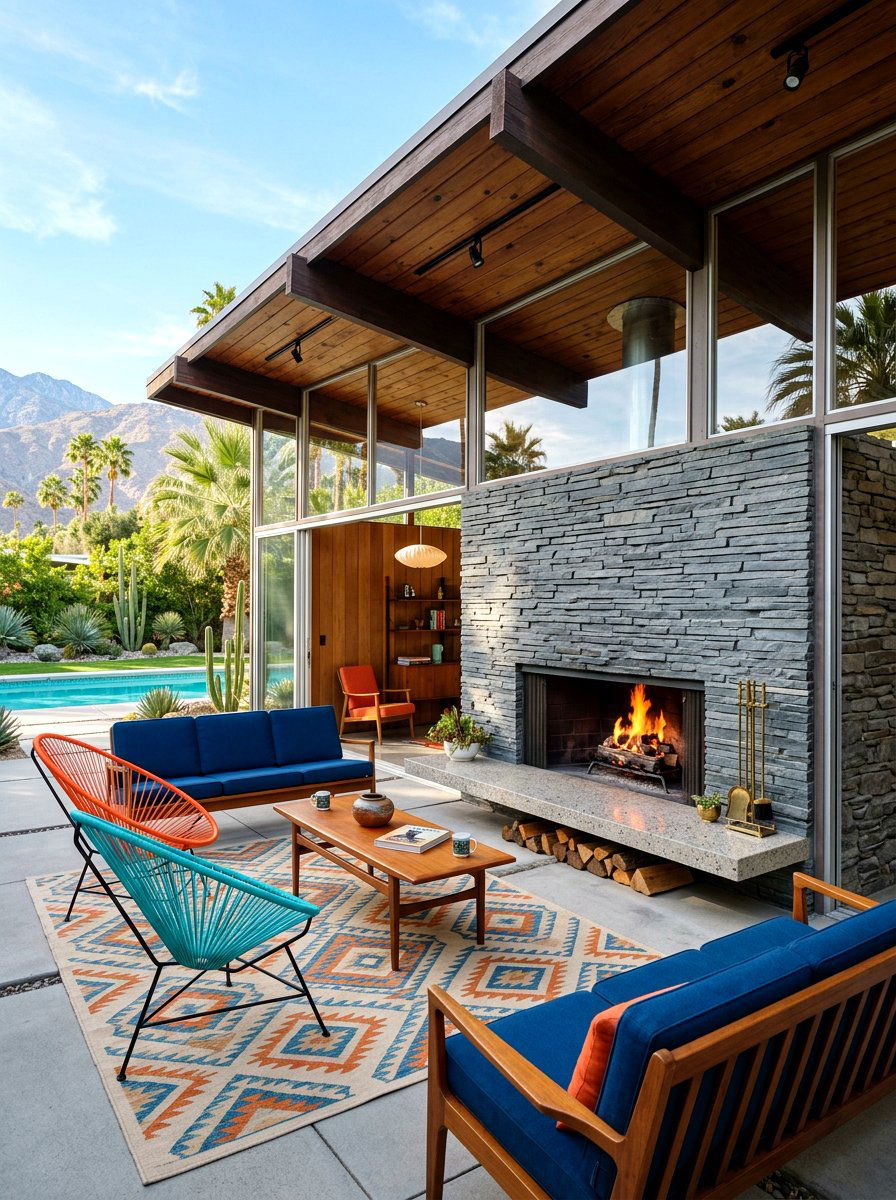 Mid century modern fireplace pavilion - 30 pavilion fireplace ideas