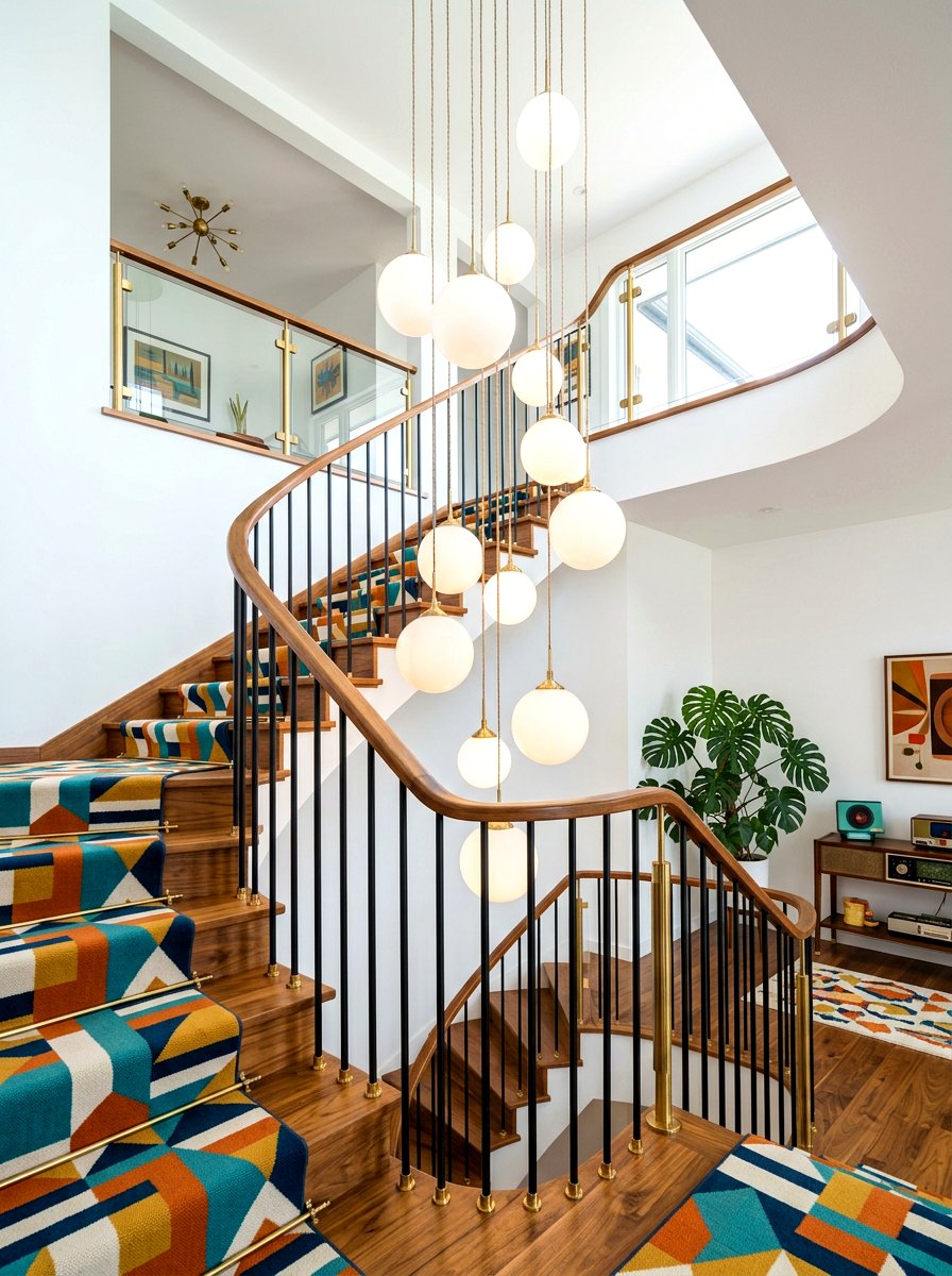 Mid century modern globe lighting - 30 statement staircase lighting ideas