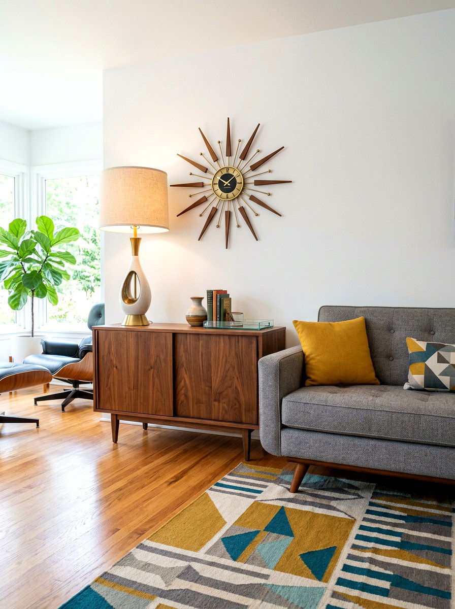 Mid century modern lamp - 30 cozy lamp lit living room ideas