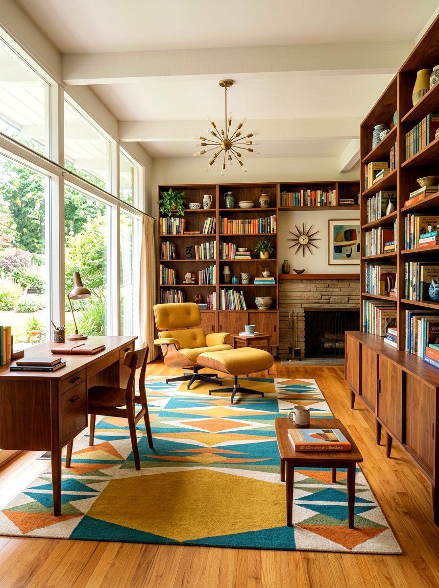 Mid century modern library - 30 book lover office ideas
