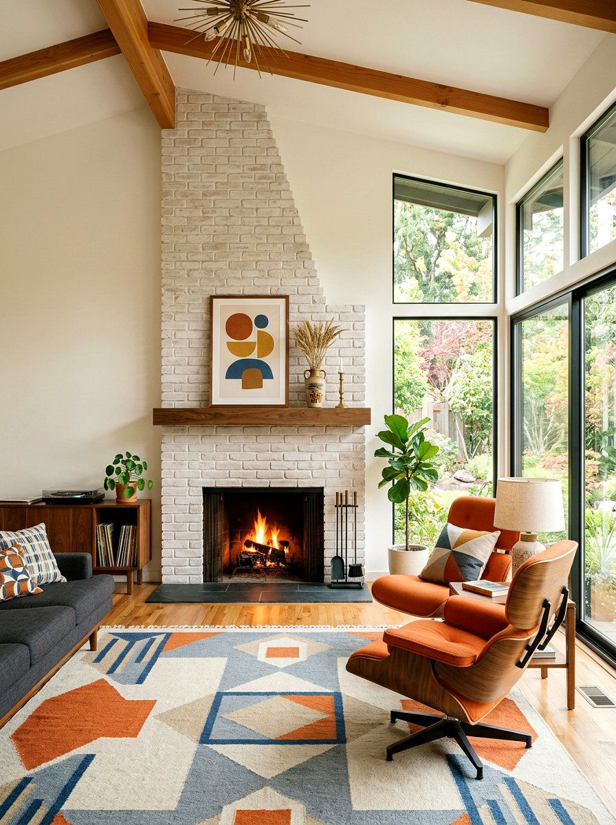 Mid century modern limewash fireplace - 30 limewash fireplace ideas