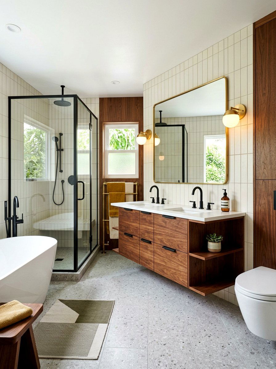 Mid century modern mixed metal bathroom - 30 mixed metal bathroom decor ideas