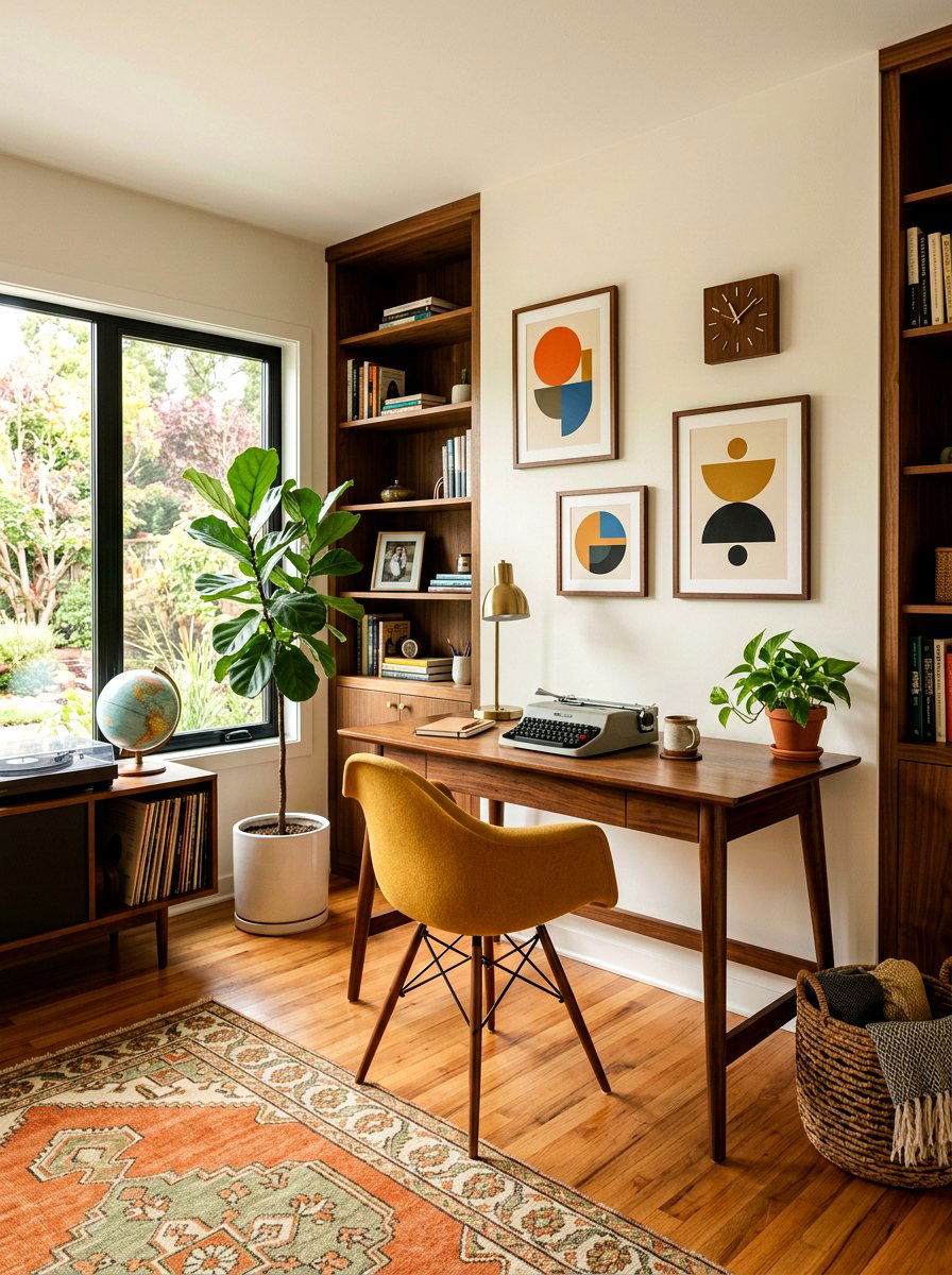 Mid century modern office - 30 feminine home studio ideas