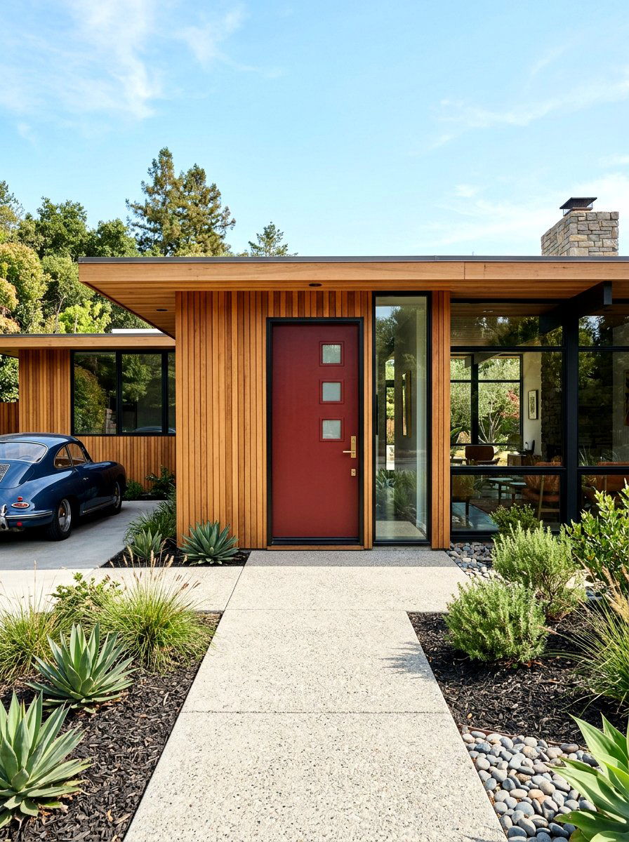 Mid century modern oxblood front door - 30 oxblood front door ideas