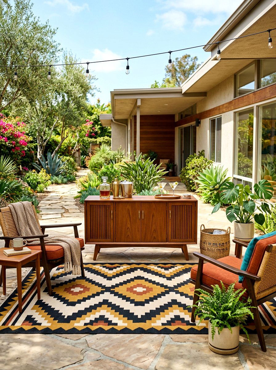 Mid century modern patio credenza - 30 drink station patio ideas
