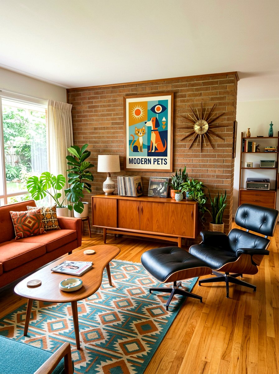 Mid century modern pet art print - 30 pet portrait wall ideas